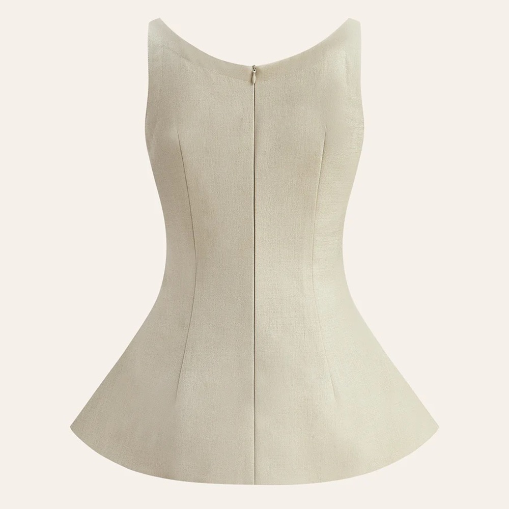 Commense Back Zipper Peplum Flare Top - Picture 5 of 15